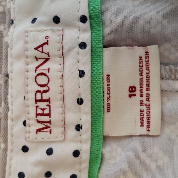 Merona Gray with White Diamond Pattern 100% Cotton Shorts Size 18 - Picture 6 of 7